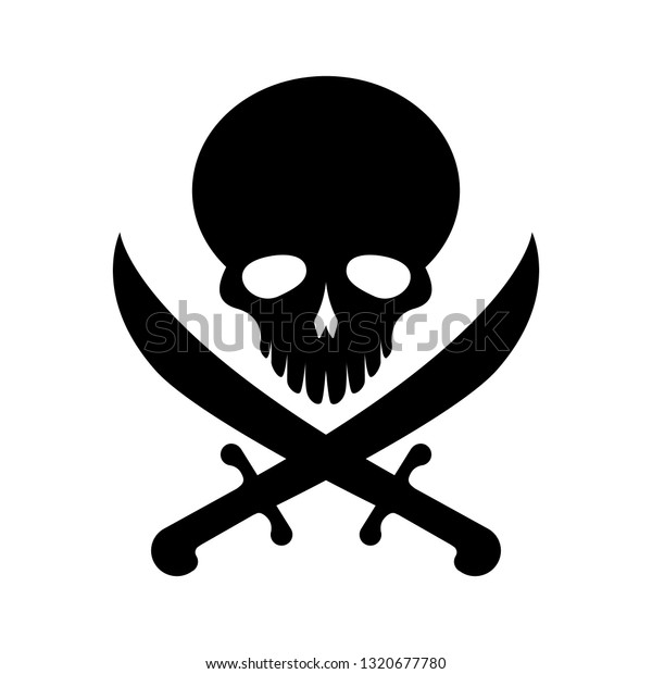 Black Pirate Skull Symbol Vector Stock Vector (Royalty Free) 1320677780