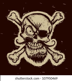 Black pirate skull, vector 01