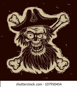 Black pirate skull, vector 05