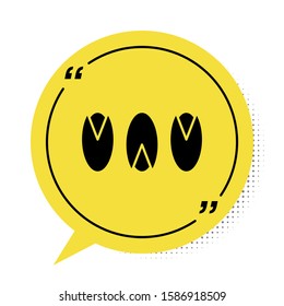 Black Pistachio nuts icon isolated on white background. Yellow speech bubble symbol. Vector Illustration