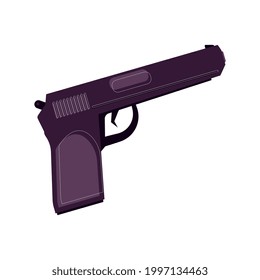 Schwarze Pistole, flach Symbol auf weißem Hintergrund, Vektorgrafik