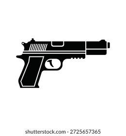 Icono de Vector plano de pistola negro aislado sobre fondo blanco para proyectos de diseño