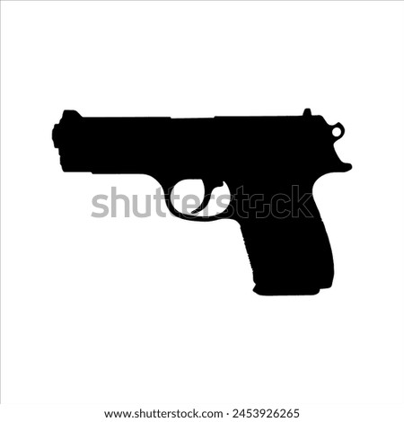 Black pistol silhouette icon vector illustration isolated on white background