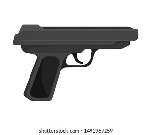 Black pistol. Vector illustration on a white background.