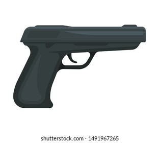 Black pistol. Vector illustration on a white background.