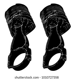 black piston on white background, vector image