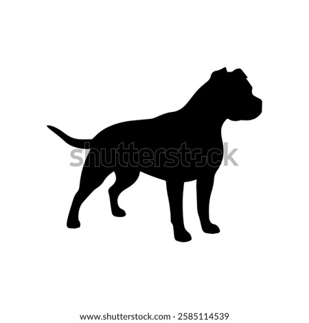 Black pit bull silhouette vector flat illustration design on white background.