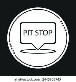  BLACK  PIT STOP icon isolated on white backgraund
