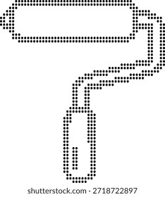Rolo de pintura de arte de pixel preto com uma alça em uma renovação de pintura de fundo branco