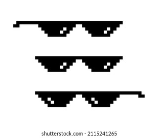 Black pixel glasses. Like a boss meme. Mafia gangster funky logo. Vector illustration graphic design.