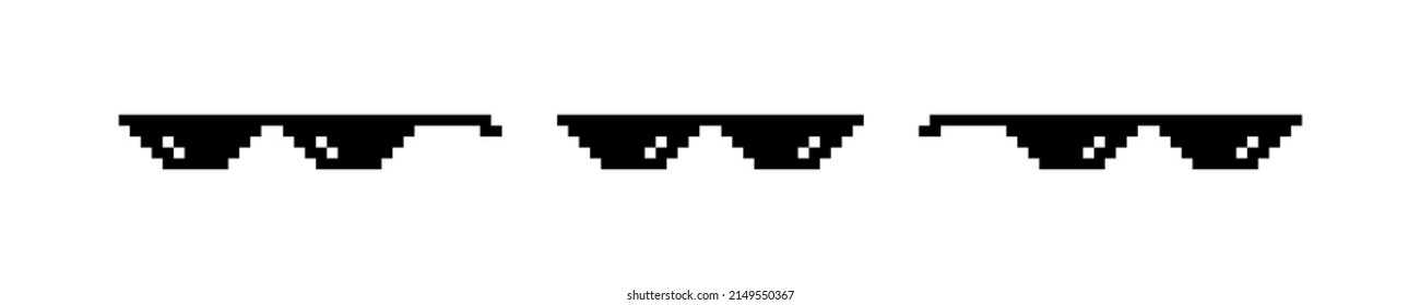 Black pixel glasses. Like a boss meme. Mafia gangster funky logo. Vector illustration graphic design.