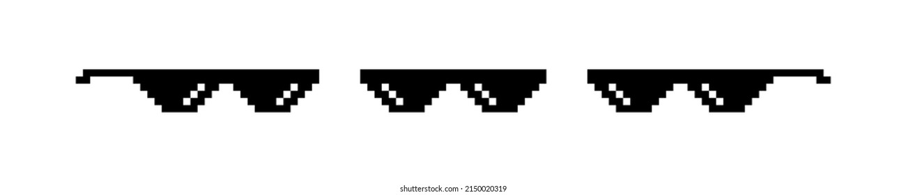 Black pixel glasses. Like a boss meme. Mafia gangster funky logo. Vector illustration graphic design.