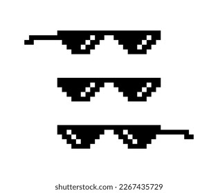 Black pixel glasses. Like a boss meme. Mafia gangster funky logo. Vector illustration graphic design.