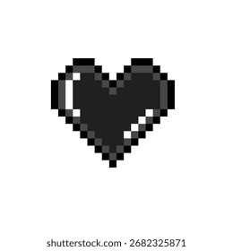 Icono negro del corazón del pixel con el efecto ligero. icono del Web. icono de San Valentín.