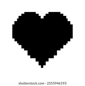 Black pixel heart silhouette vector illustration design on white background.