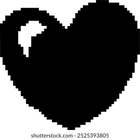 black pixel heart. vector graphics