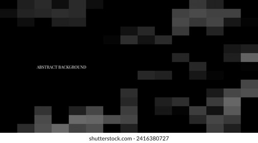 Black Pixel Mosaic Tile Texture Pattern or Technology Background. Vector Illustration. Geometric Backdrop. Banner. Wallpaper