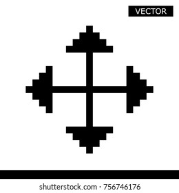 Black pixel move cursor vector illustration isolated on white background