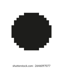 Black Pixelated Circle Icon. Minimalist Geometric Shape Symbol. Simple Design Element For Digital Art And Graphics. Isolated Vector Illustration.