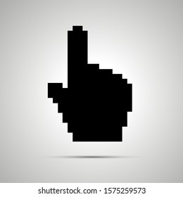 Black pixelated computer cursor in hand shape, simple icon