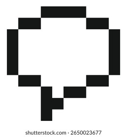Black pixelated speech bubble representing digital communication and online messaging 