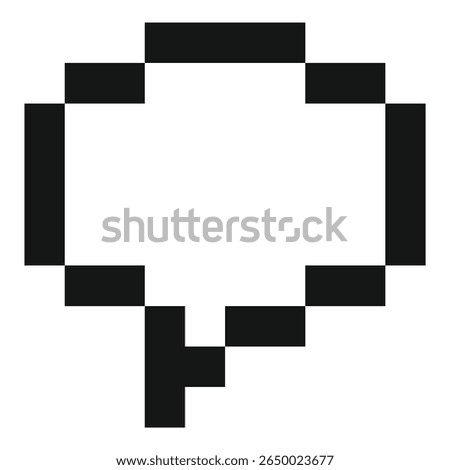 Black pixelated speech bubble representing digital communication and online messaging 