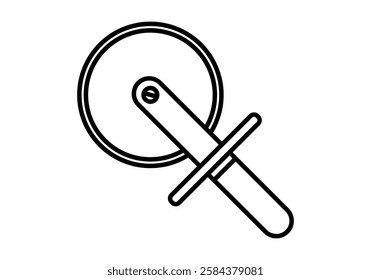 Black pizza cutter icon on white background