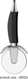 Black pizza cutter, illustration, vector on a white background.