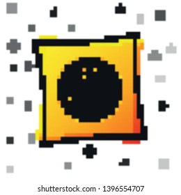 Black Pizza icon isolated on white background. Yellow square button. Vector Illustration