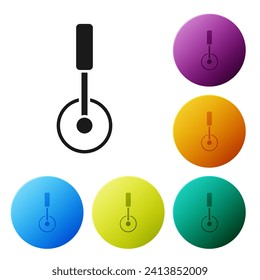 Black Pizza knife icon isolated on white background. Pizza cutter sign. Steel kitchenware equipment. Set icons in color circle buttons. Vector