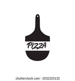 Black pizza peel silhouette logo design vector template