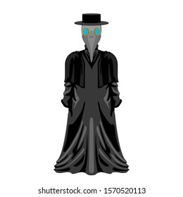 Black plague doctor character over a white background - Vector illustration