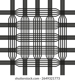 Schwarzes kariertes Muster. Dichtes Gitter. Geometrisches Gitter. Vektorgrafik-Hintergrund.