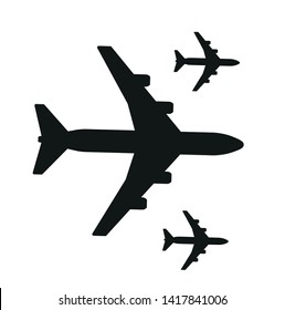 black plane airline symbol vector icon