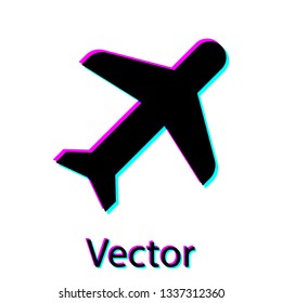 Black Plane icon isolated on white background. Flying airplane icon. Airliner sign. Vector Illustration