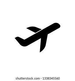 Black Plane icon isolated on white background. Flying airplane icon. Airliner sign. Vector Illustration