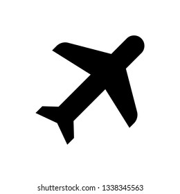 Black Plane icon isolated on white background. Flying airplane icon. Airliner sign. Vector Illustration