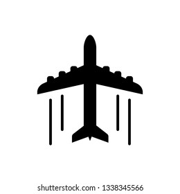 Black Plane icon isolated on white background. Flying airplane icon. Airliner sign. Vector Illustration