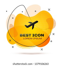 Black Plane icon isolated on white background. Flying airplane icon. Airliner sign. Fluid color banner. Vector Illustration