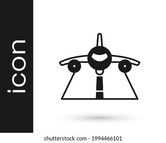Black Plane icon isolated on white background. Flying airplane icon. Airliner sign.  Vector