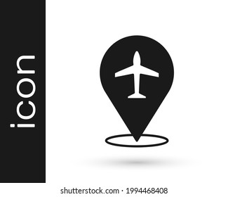 Icono de Plano Negro aislado en fondo blanco. Icono de avión volador. Signo de avión.  Vector