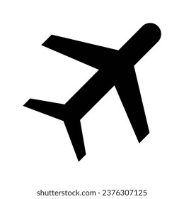 Black plane icon isolated on a white background. Airplane trendy icon. Flight transport symbol. Flat style vector illustration. Commercial fleet