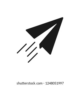 Black plane icon, on the white background. Vector.