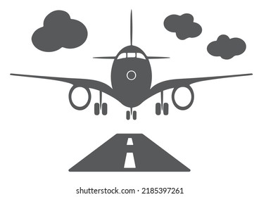 black plane icon on white for air transport.