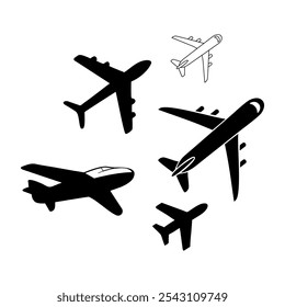 black plane illustration, Airplane Silhouette, vector, vehicle, transportation, Civil Aviation Day