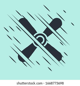 Black Plane propeller icon isolated on green background. Vintage aircraft propeller. Glitch style. Vector Illustration