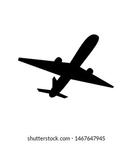 Black plane takes off on a white background
