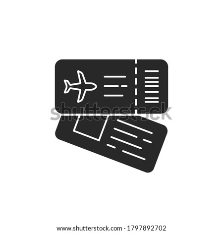black plane ticket icon or boarding pass. concept of paper entry label or buy admit. simple flat style trend modern logotype graphic design isolated on white background