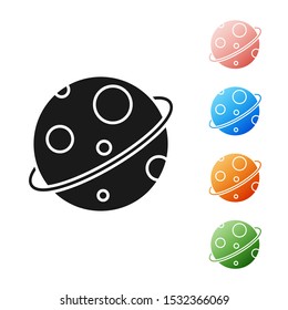 Black Planet icon isolated on white background. Set icons colorful. Vector Illustration