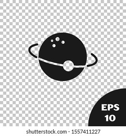 Black Planet icon isolated on transparent background.  Vector Illustration